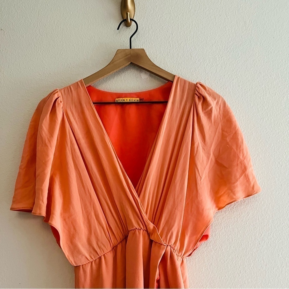 Alice + Olivia Women's Salmon/Peach Silk Blend Mini Dress Tunic Size XS - Picture 4 of 6